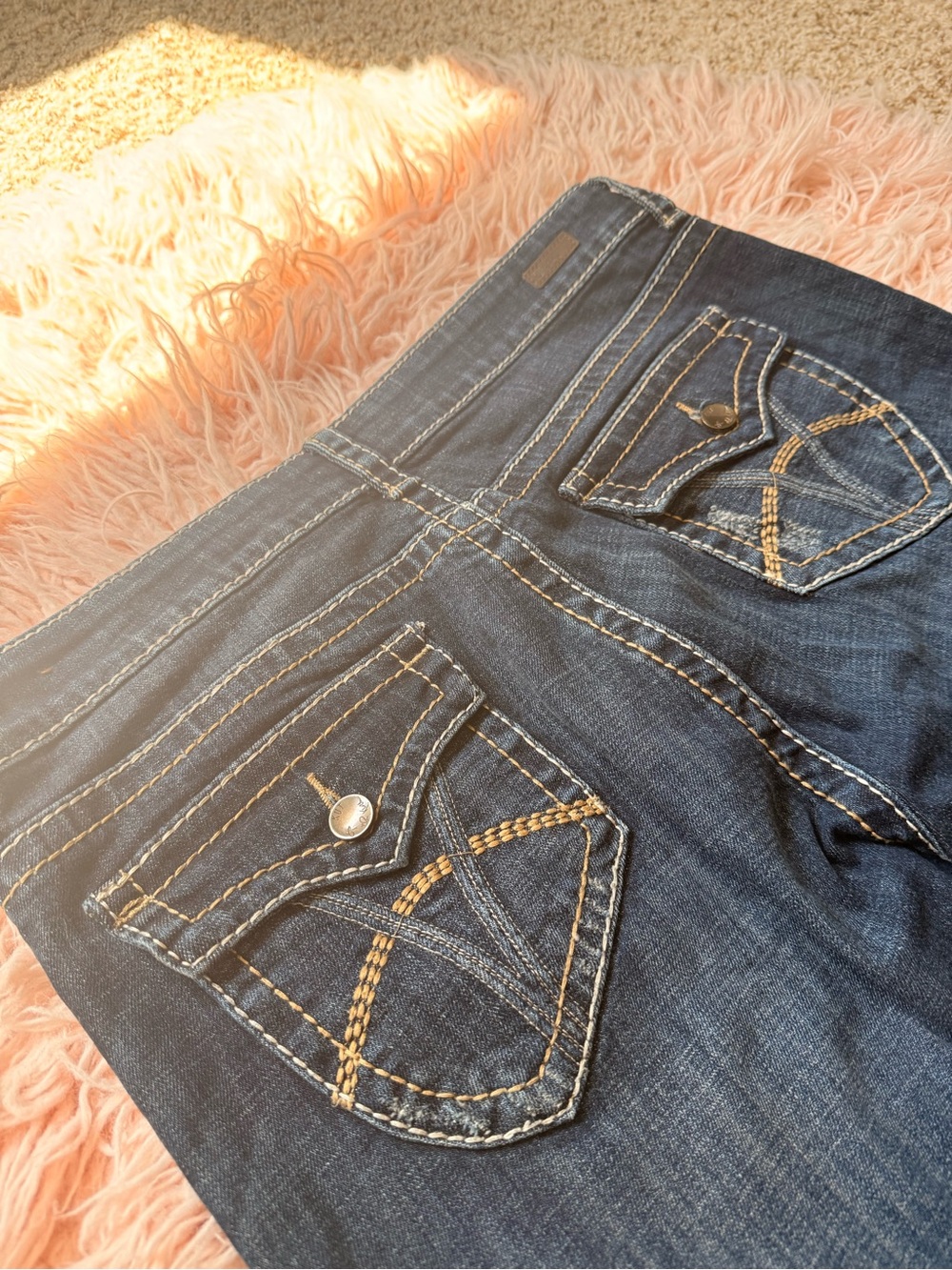 Women’s Dark Blue Boot-Cut Jeans with Contrast Stitching